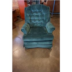 GREEN SWIVEL UPHOLSTERED CHAIR