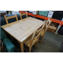 PINE DINING TABLE W/ 4 CHAIRS