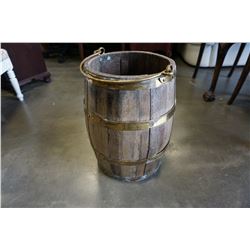 ANTIQUE BRASS BOUND BARREL BUCKET