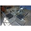 Image 2 : GLASSTOP CHROME BASE DINING TABLE WITH 4 LEATHER SLING CHAIRS