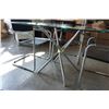 Image 3 : GLASSTOP CHROME BASE DINING TABLE WITH 4 LEATHER SLING CHAIRS