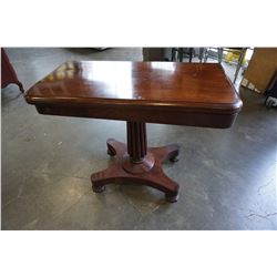ANTIQUE MAHOGANY FOLD-OVER GAMES TABLE