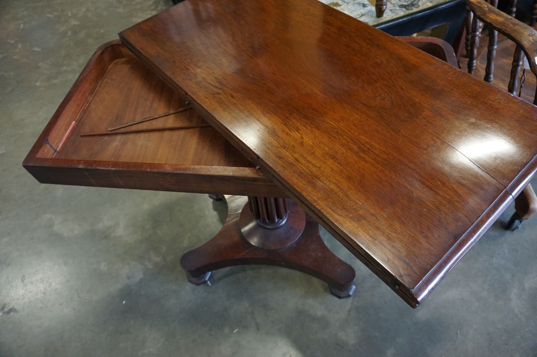 ANTIQUE MAHOGANY FOLDOVER GAMES TABLE