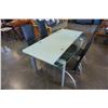 Image 1 : MODERN GLASSTOP DINING TABLE WITH 2 DRAW LEAFS AND 4 LEATHER CHAIRS