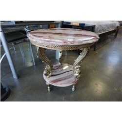 MARBLE LOOK AND METAL 2-TIER END TABLE