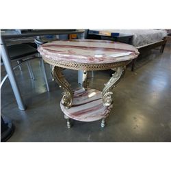 MARBLE LOOK AND METAL 2-TIER END TABLE