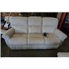 Image 1 : BEIGE FABRIC POWER RECLINE SOFA - 2 RECLINERS