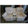 Image 1 : BEIGE FABRIC RECLINING LOVESEAT W/ CONSOLE