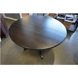 SOLID WOOD PEDESTLE BASE DINING TABLE W/ EXTENSION