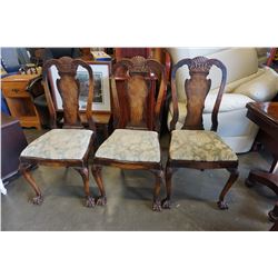 3 ANTIQUE QUEEN ANNE WALNUT CHAIRS PAW FOOT