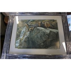 ON THE BRINK-OTTER BY ROBERT BATEMAN PRINT IN FRAME