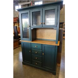 GREEN BUFFET AND HUTCH 2PC W/ 2 DOORS AND 4 DRAWERS