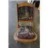 Image 2 : ANTIQUE ROCKING CHAIR W/ HORSE AND DOGS MOTIF CUSHION