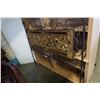 Image 1 : WROUGHT IRON AND CARVED WOOD DOUBLE SIZE HEADBOARD