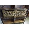 Image 2 : WROUGHT IRON AND CARVED WOOD DOUBLE SIZE HEADBOARD