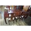 Image 1 : WOODEN DINING TABLE W/ 2 LEAFS AND 6 CHAIRS