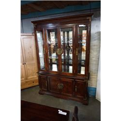 LARGE WOOD GLASS CHINA CABINET W/ 2 GLASS SHELVES