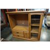 Image 1 : OAK ENTERTAINMENT STAND W/ GLASS DOOR AND 3 DRAWERS BY PALLISAR