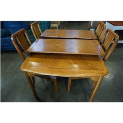 DINING TABLE W/ 2 LEAVES AND 4 CHAIRS