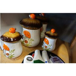 4 PIECE CERAMIC MUSHROOM CANNISTER SET MADE IN CANADA