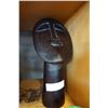 Image 2 : WOOD HEAD FIGURE AND 2 PAINTED WOOD PIECES