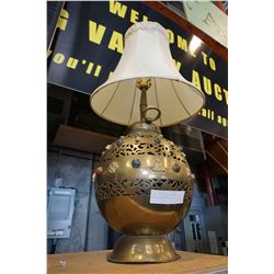 BRASS TABLE LAMP W/ SEMI PRECIOUS STONES