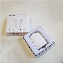 NEW I7S BLUETOOTH EAR BUDS, WHITE WITH CHARGING CASE - RETAIL $79