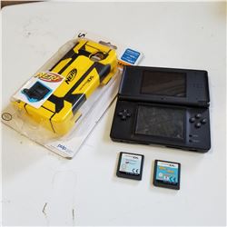 DARK BLUE DS LITE W/2 GAMES AND NERF PROTECTOR CASE WORKING