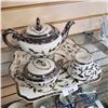 Image 1 : OLD SILVER LUSTRE HAND PAINTED TEAPOT TRAY AND CREAM AND SUGAR