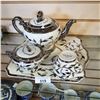 Image 2 : OLD SILVER LUSTRE HAND PAINTED TEAPOT TRAY AND CREAM AND SUGAR