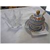 Image 1 : CZECH HAND-PAINTED CONDIMENT DISH AN DESIGNER ORREFORS DISH