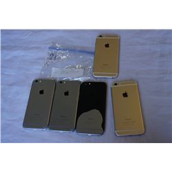 5 APPLE IPHONE 6 - 3 BLACK AND 2 GOLD - PARTS ONLY