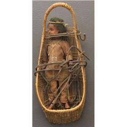 HUPA INDIAN BASKETRY DOLL CRADLE
