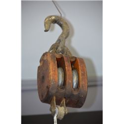 Large Vintage Wooden Pully