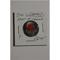 2001 25-cent Coloured Canada Day (Spirit)