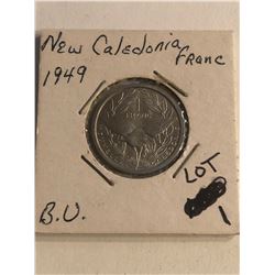 1949 New Caledonia Franc Brilliant Uncirculated Coin