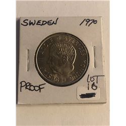 Beautiful 1970 Sweden PROOF 2 Kronon Coin Nice Early Coin
