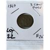 Image 1 : 1867 US 3 Cent Piece