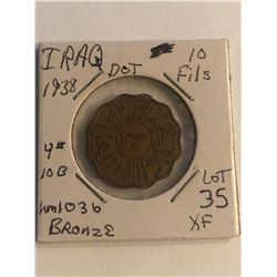1938 DOT Iraq 10 Fils Extra Fine Coin