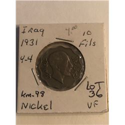 1931 Iraq 10 Fils Very Fine Coin
