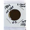 Image 1 : 1864 1st Year US 2 Cent Piece Coin