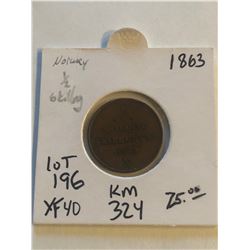 1863 Norway Half Skilling Extra Fine 40 High Grade