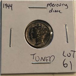 1944 P Mercury Silver Dime Nice Toned Early US Coin