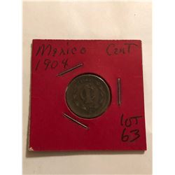 Rare 1904 Mexico Cent in Old Holder