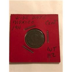 1911 Wide Date Mexico 1 Cent Nice Early Coin