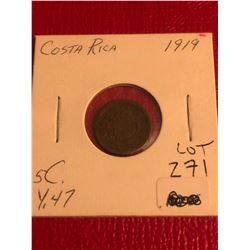 Early Nice 1919 Costa Rica 5 Cents