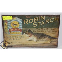 ROBIN STARCH TIN SIGN
