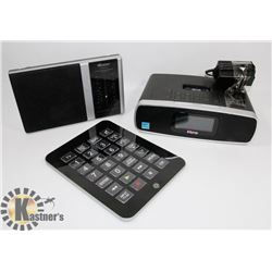 PORTABLE MEMOREX RADIO, IHOME CLOCK RADIO WITH