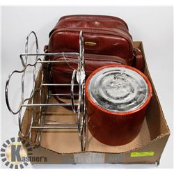 WINE RACK, ICE BUCKET AND BRENTWOOD CARRY ON CASE