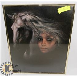 FRAMED PICTURE OF GIRL AND HORSE